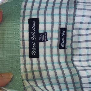 Men's Report Collection long sl button down, classic fit, blue green plaid, XXL